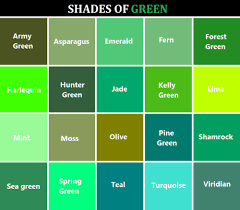 Shades Of Green Green Color Chart