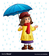 cartoon with umbrella standing