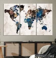 World Map Large Wall Art Canvas Print