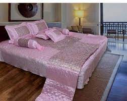 baby pink satin bedding set for bedroom