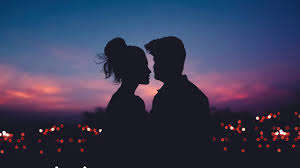 romantic couple silhouette sky