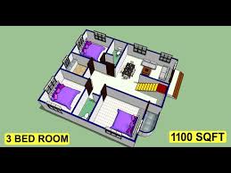 1100 Sqft House Plan Design Ii 3 Bed