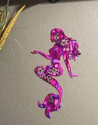 Mermaid Metal Wall Art Pink Mermaid Art