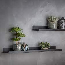 Ivybridge Black Metal Wall Shelf Large