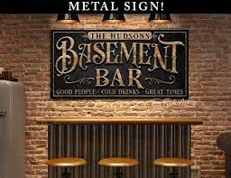 Metal Sign Personalized Basement Bar