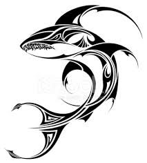 shark tattoo tribal design stock photo