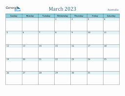 march 2023 monthly calendar with
