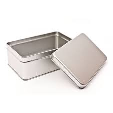 silver rectangular tin gift box promo