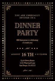 Fancy Night Dinner Party Invitation Template Free