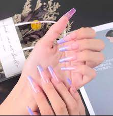 lilac french tips long press on nails