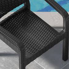 Rio Plastic Rattan Chair Black