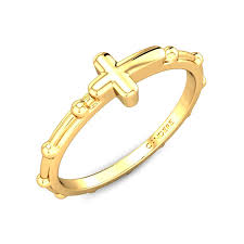 ring gold alair cross gold ring candere by kalyan jewellers