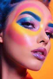 colorful makeup and a yellow background