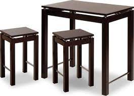 Espresso Breakfast Table With 2 Stools