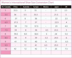 Womens International Shoe Size Conversion Chart U S