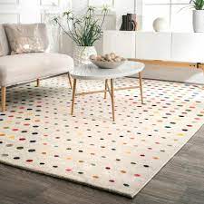 polka dots area rug in ivory