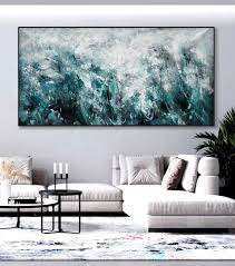 Buy Teal Color Abstract Wall Art Large