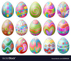 set of colorful decorated easter eggs