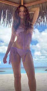 Shakira Models Purple Fringe Bikini She Designed Herself