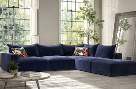 stella navy fabric corner sofa