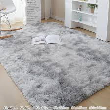 fluffy fur rug gray