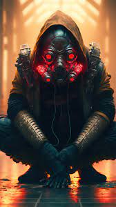 sci fi in gas mask 4k wallpaper