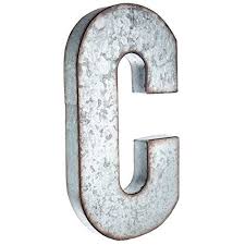 letter c rusted edge galvanized metal
