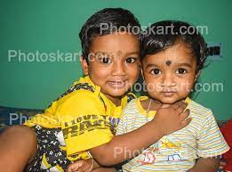 two indian little cute baby free stock