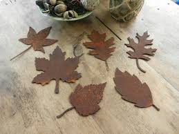 Set Of Rusty Metal Leaves Rustic Leaf