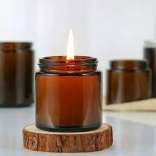 Brown Amber Glass Jar For Candle