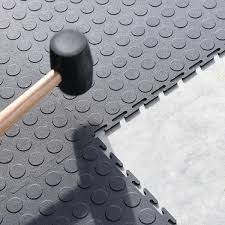 trafficmaster gray raised coin 18 in x 18 in x 3 1 mm rubber interlocking modular flooring tiles 6 pack 13 5 sq ft
