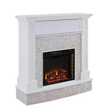 Faux Stone Media Electric Fireplace