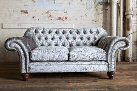 Silver Velvet Chesterfield Sofa
