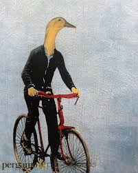 Bike Art Print 8x10 Duck On Bicycle