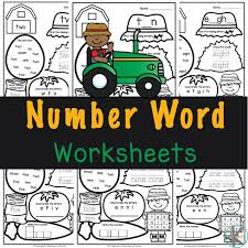 free printable farm number word worksheets