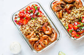 shrimp meal prep recipe with quinoa and
