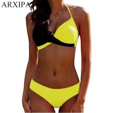 Arxipa 2019 Sexy Bikini Set Bandeau Twist Women Swimwear Molded Cup Swimsuit Fused Print Plus Size Push Up Two Piece Separate