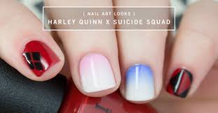 harley quinn x squad nail art