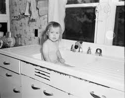 But i think that and bathing a baby in the kitchen sink is unsanitary; Shorpy Historic Picture Archive Kitchen Sink Baby C 1953 High Resolution Photo My Childhood Memories Childhood Memories Memories