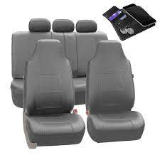 Fh Group Pu Leather 47 In X 23 In X 1 In Royal Full Set Seat Covers Gray