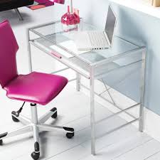 Solid clear glass desk with chromed steel floor protectors. Mainstays Versatile Modern Glass Top Desk Multiple Colors Walmart Com Walmart Com
