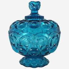 l e smith vintage colonial blue glass