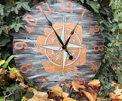 Rustic Loft Nautical Compass Wall Clock
