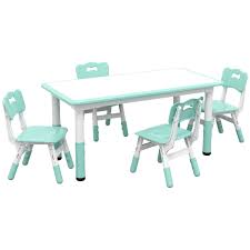 Qaba Kids Table And Chair Set With 4