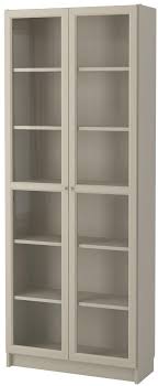 billy bookcase with glass doors beige