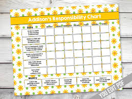 Girl Chore Chart Printable Girl Reward Chart Responsibility Chart Weekly Chore Chart Behavior Chart Chart For Girls You Edit Pdf