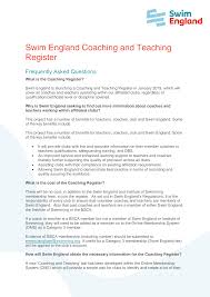 Swim England Coaching and Teaching Register