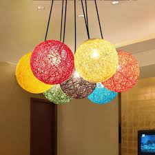 Modern Rattan Wicker Ball Ceiling Light