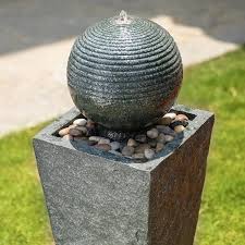 Glitzhome 31 69 H Polyresin Rippling Floating Sphere Pedestal Outdoor Fountain With Pump Led Light