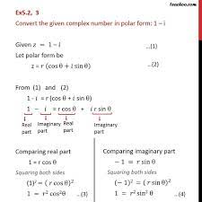 Description of the polar form of complex numbers with examples. Ex 5 2 3 Convert In Polar Form 1 I Chapter 5 Class 11